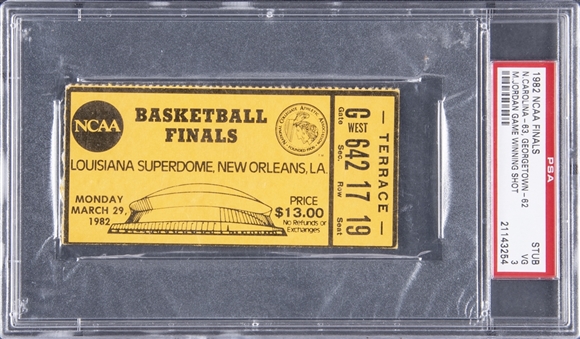 1982 NCAA Finals Full Ticket Stub - Michael Jordan Game Winning Shot! - PSA VG 3
